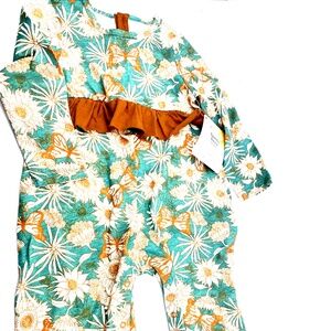 Baby One Piece Outfit Girls Size 24m Organic Cotton Long Sleeve Buttons Floral